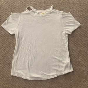 Maeve by Anthropology white cut out cotton tshirt